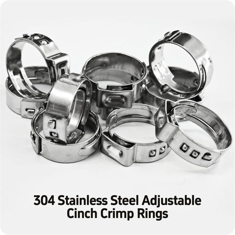 AUXBC 20Pcs 20.3-23.5mm Single Ear Hose Clamps, 304 Stainless Steel Adjustable Cinch Crimp Rings, Perfect for Automotive Plumbing, Home Appliance, Secure Pipe Fitting Connections - Image 3